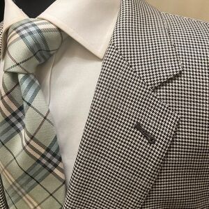 Jos A Bank Signature Gold Men's Gray Houndstooth Sport Coat Blazer 46L